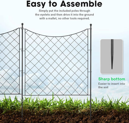VIVOSUN 27.4x32.9inch Decorative Garden Fence Rustproof No Dig 4 Panels + 1 Gate