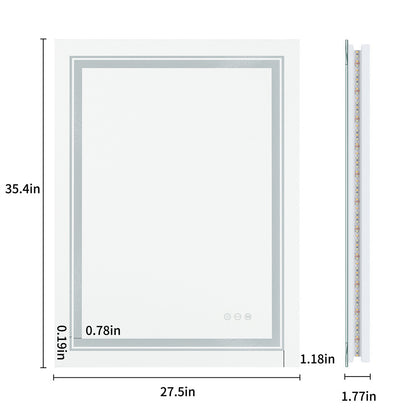 Shatter-Proof LED Bathroom Mirror with Lights Anti-Fog Stepless Dimmable Memory