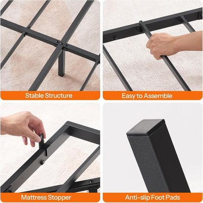 HOOBRO Floating Bed Frame Full Size Bed Frame w/Charging Station and LED Lights