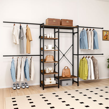 Adjustable Heavy-Duty Clothes Rack Walk-In Closet Organizer for 7 to 10 FT Wide