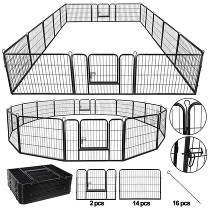 8 Panels 40''/16 panels 24”/32" Dog Pet Playpen Dog Fence Exercise Pen Outdoor