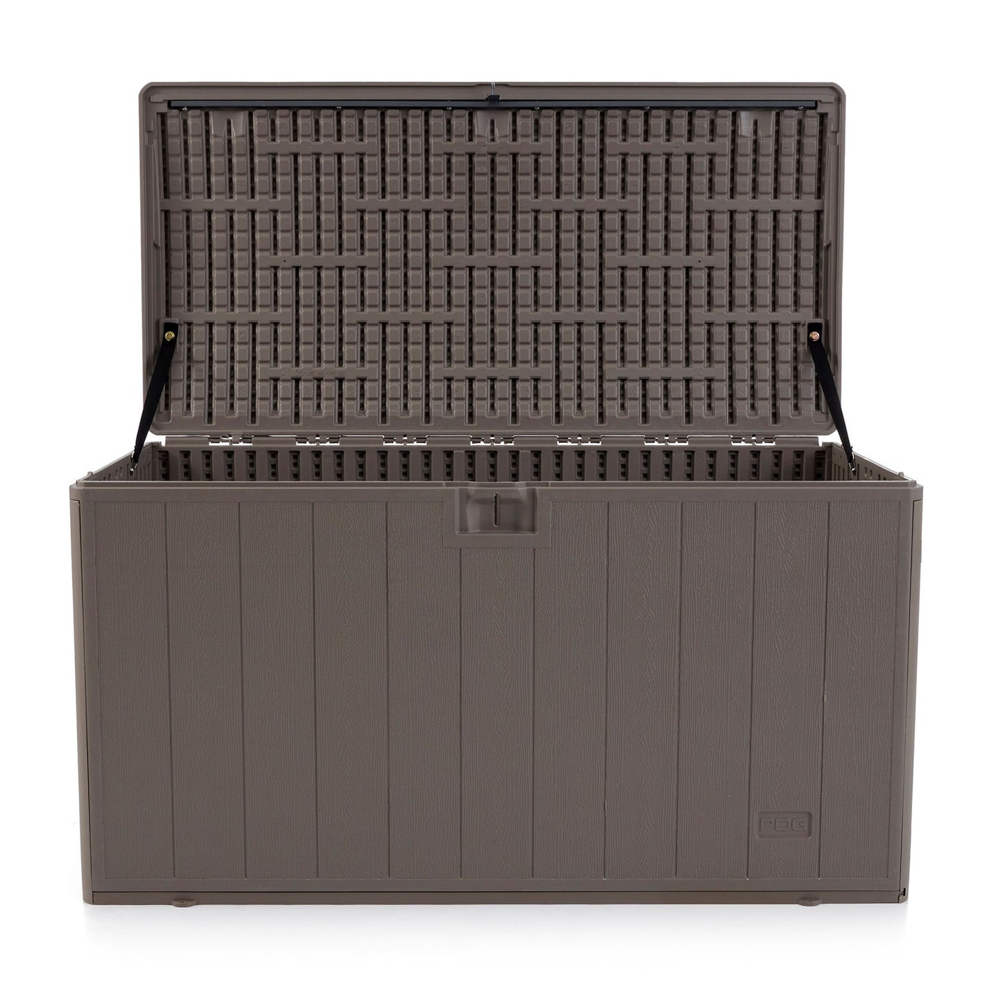 Plastic Development Group 105 Gallon Outdoor Patio Storage Deck Box, Driftwood
