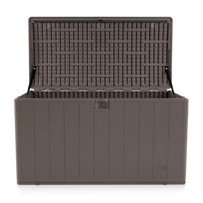 Plastic Development Group 105 Gallon Outdoor Patio Storage Deck Box, Driftwood