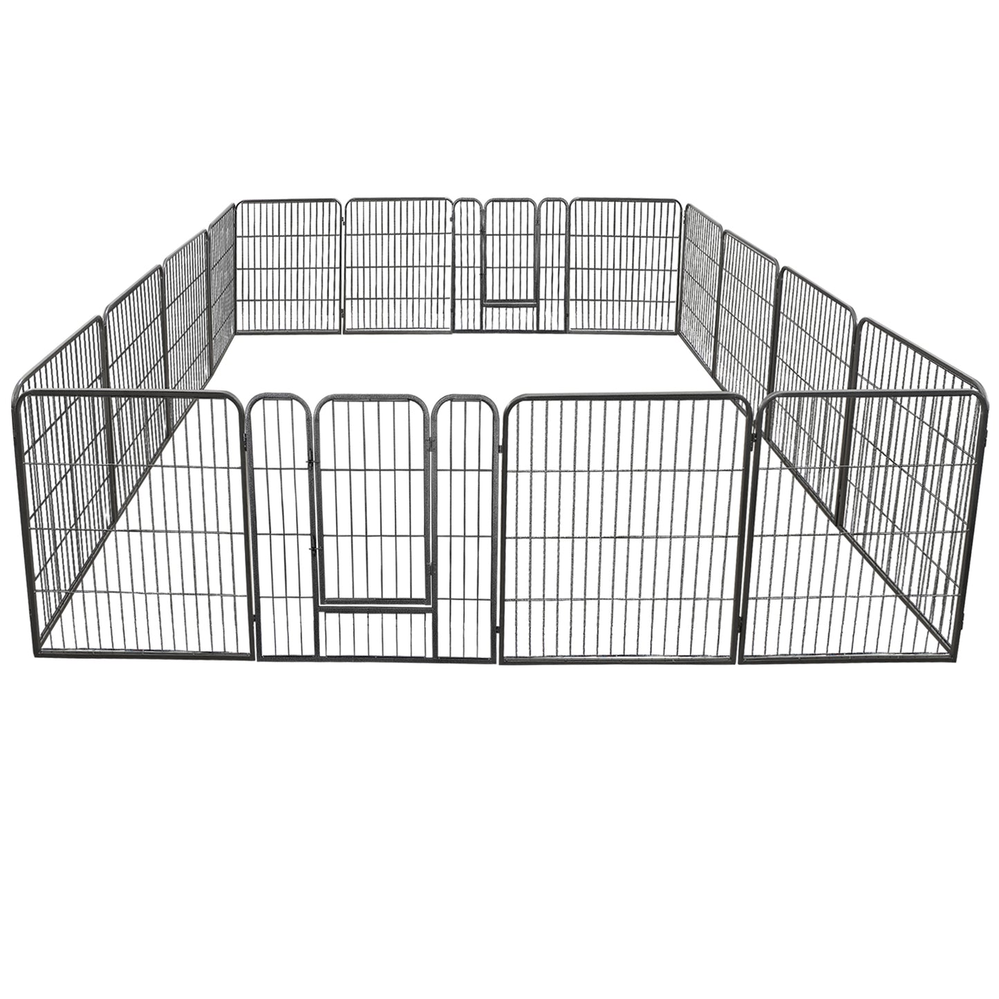 Dog Playpen 32" Large Metal Exercise Puppy Pen Pet Fence Outdoor 16 Panels Black