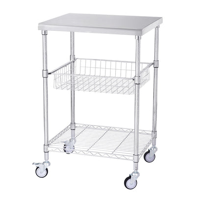 3-Tier Utility Cart Rolling Cart on Wheels 24"x20"x36.6" 470 LBS 6 Hooks