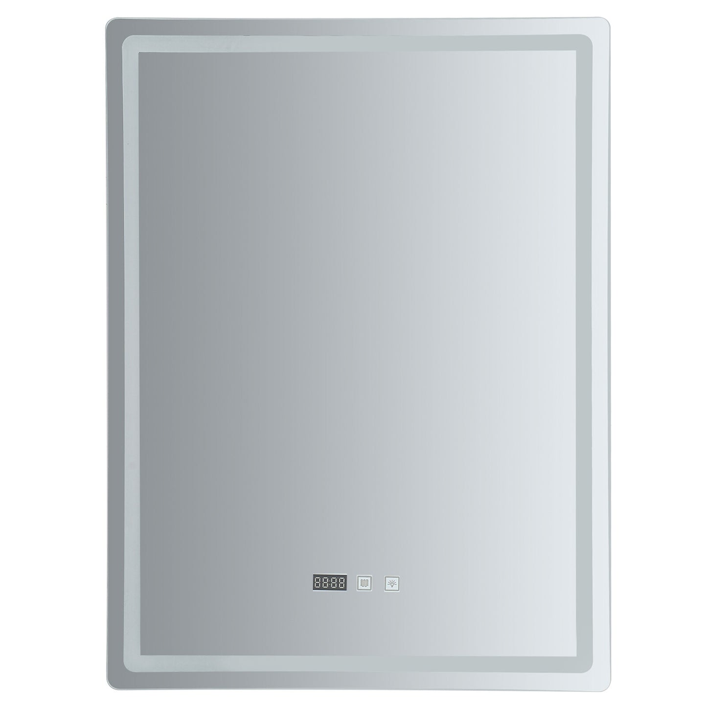 Dimmable LED Bathroom Mirror with Anti-Fog Function and Time Display 60×80 cm