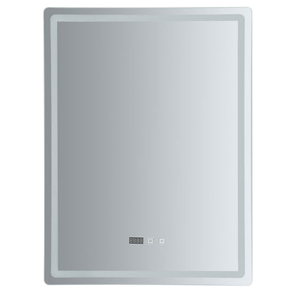Dimmable LED Bathroom Mirror with Anti-Fog Function and Time Display 60×80 cm