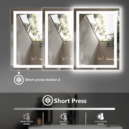 Dual LED Lighted Bathroom Mirror,Smart Memory Function,Anti-Fog Vanity Mirror