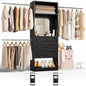 48''-96'' Walk-in Closet Organizer System with Mirror ＆ Drawers ＆ 3 Hanging Rods