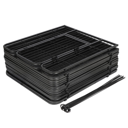 Outdoor Dog Playpen 16 Panels 32" H Pet Playpen Metal Frame Dog Fence, Black