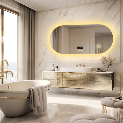 LED Bathroom Mirror Anti-fog Wall Vanity Mirror Bluetooth Intelligent Display HD