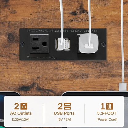 L Shaped Computer Desk, 63" Reversible Office Desk w/Storage Shelves &LED Lights