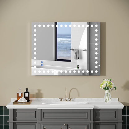 28 x 36in LED Bathroom Mirror Dimmable Anti-fog Wall Vanity Touch Makeup Mirror