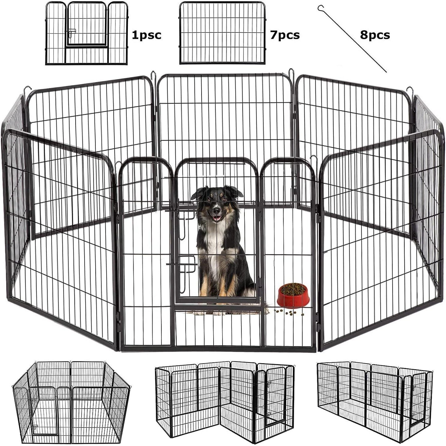 Dog Playpen 40'' 8 Panel Heavy Duty Pet Playpen Dog Exercise Pen Cat Fence