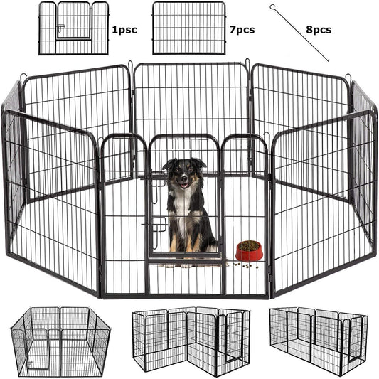 Dog Playpen 40'' 8 Panel Heavy Duty Pet Playpen Dog Exercise Pen Cat Fence