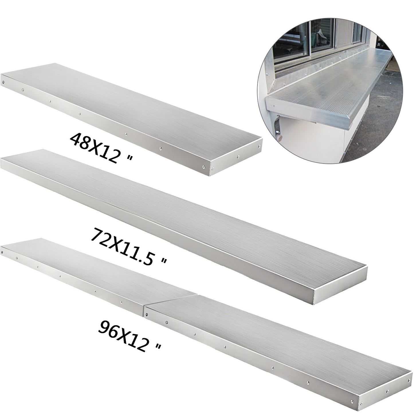 4, 6, 8FT Shelf for Concession Window Food Truck Accessories Business Stainless