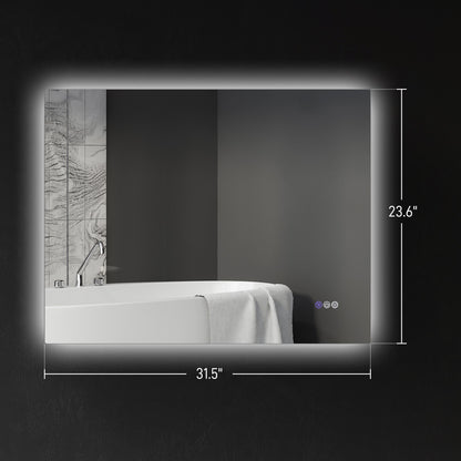 32" x 24" Dimmable LED Bathroom Mirror w/ Infinite Color Temp