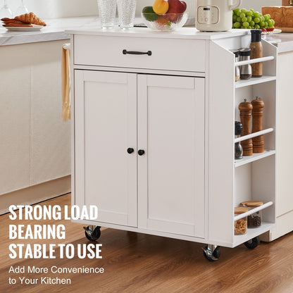 Kitchen Island Cart Rolling Storage Cabinet on Wheel with Charging Station