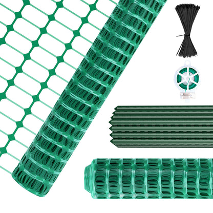NAIZEA Garden Fence,Snow Fence Temporary Fence Plastic Fence with Posts & Stake