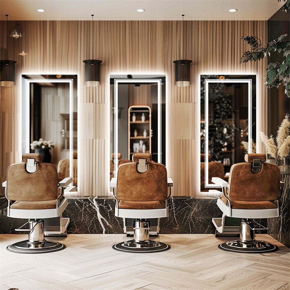 Jumbo LED Lighted Bathroom Mirror Touch Button Anti Fog Dimmable V&H Wall Mount