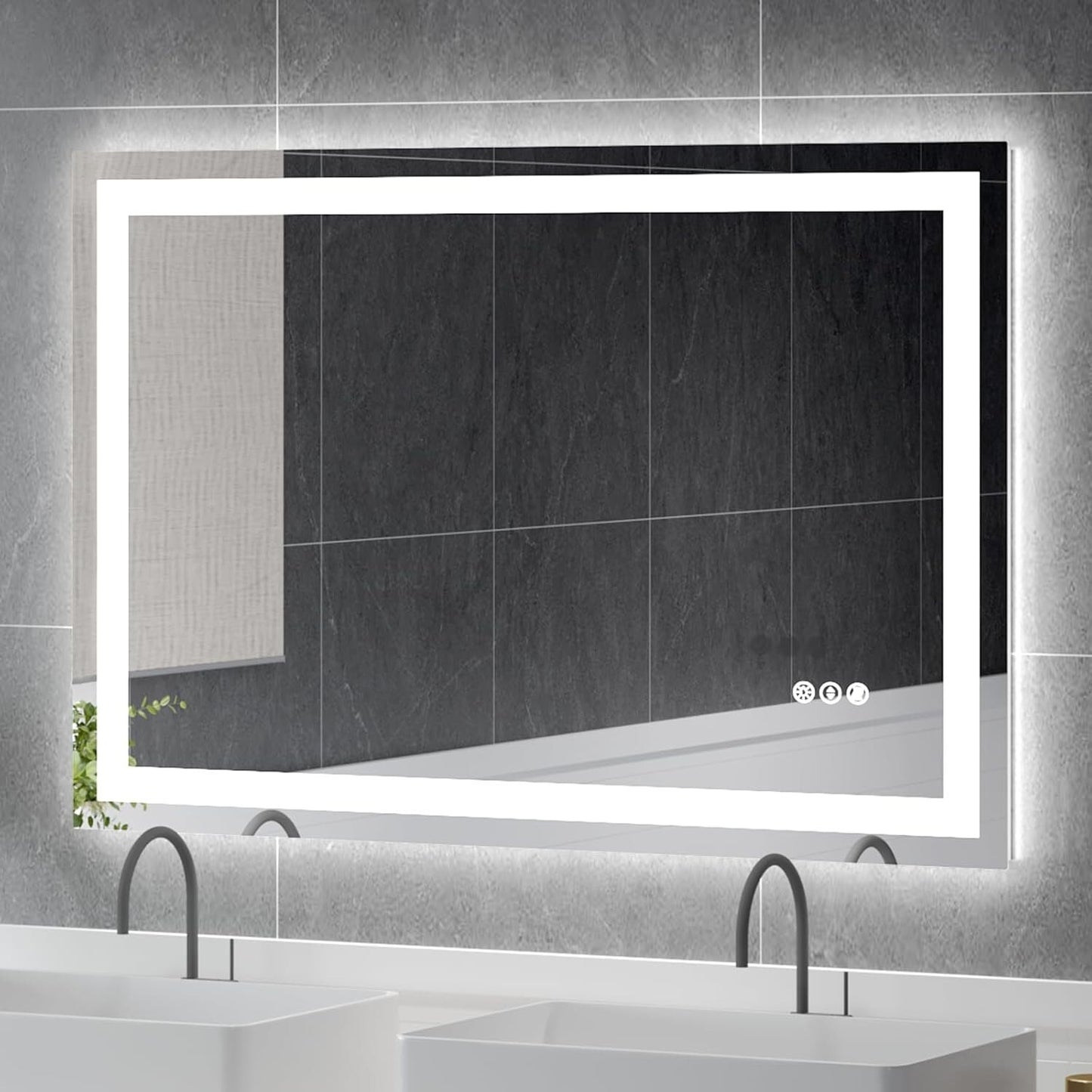 48 x 32in LED Bathroom Mirror Dimmable Anti-fog Wall Vanity Touch Makeup Mirror