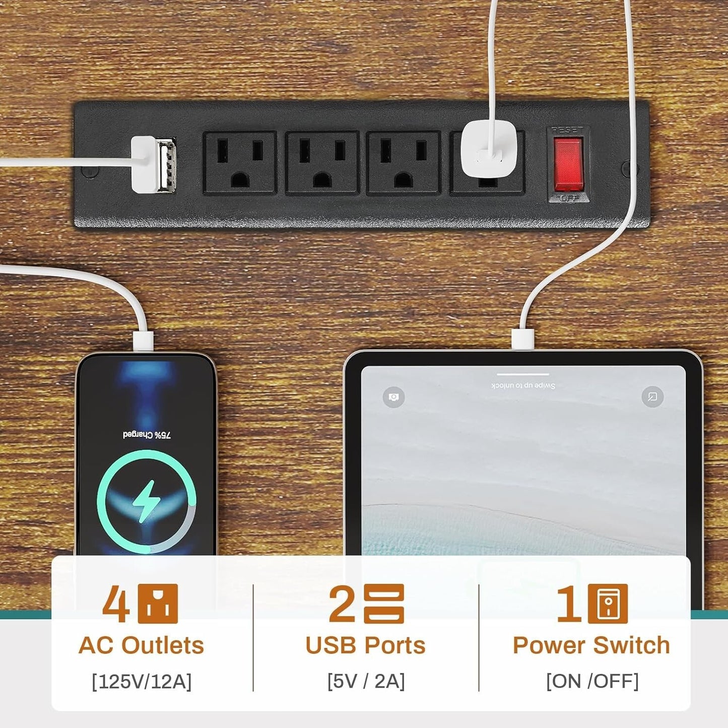 L Shaped Gaming Desk with LED Lights and Power Outlets, Reversible Computer Desk