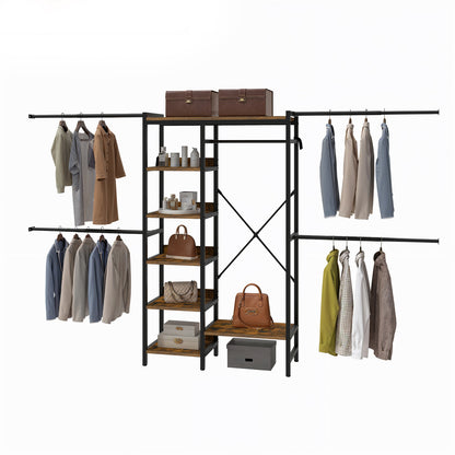 Adjustable Heavy-Duty Clothes Rack Walk-In Closet Organizer for 7 to 10 FT Wide