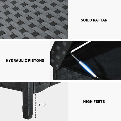 230 Gallon Large PE Rattan Wicker Deck Box Waterproof Outdoor Toy Storage Boxes