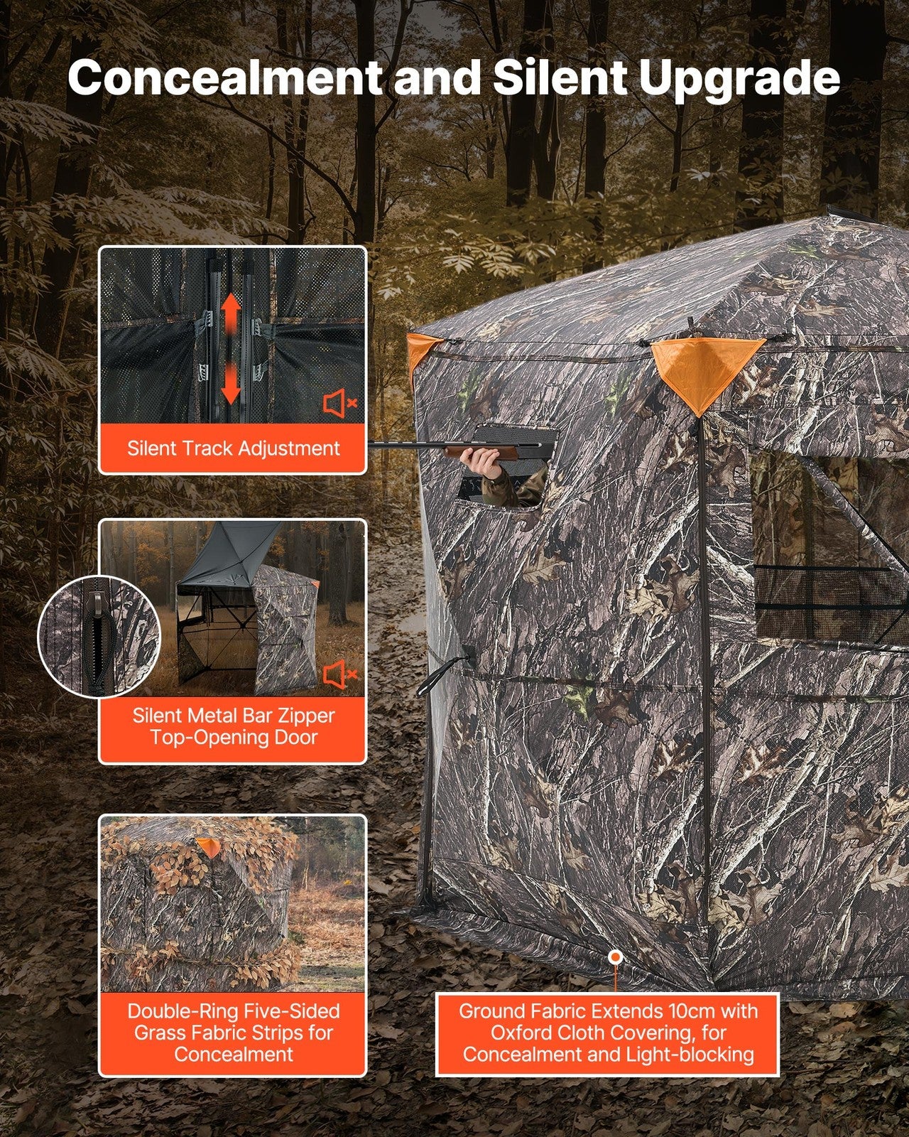 VEVOR Portable Hunting Blind See Through Ground Deer Blinds 6-7 Person Carrying