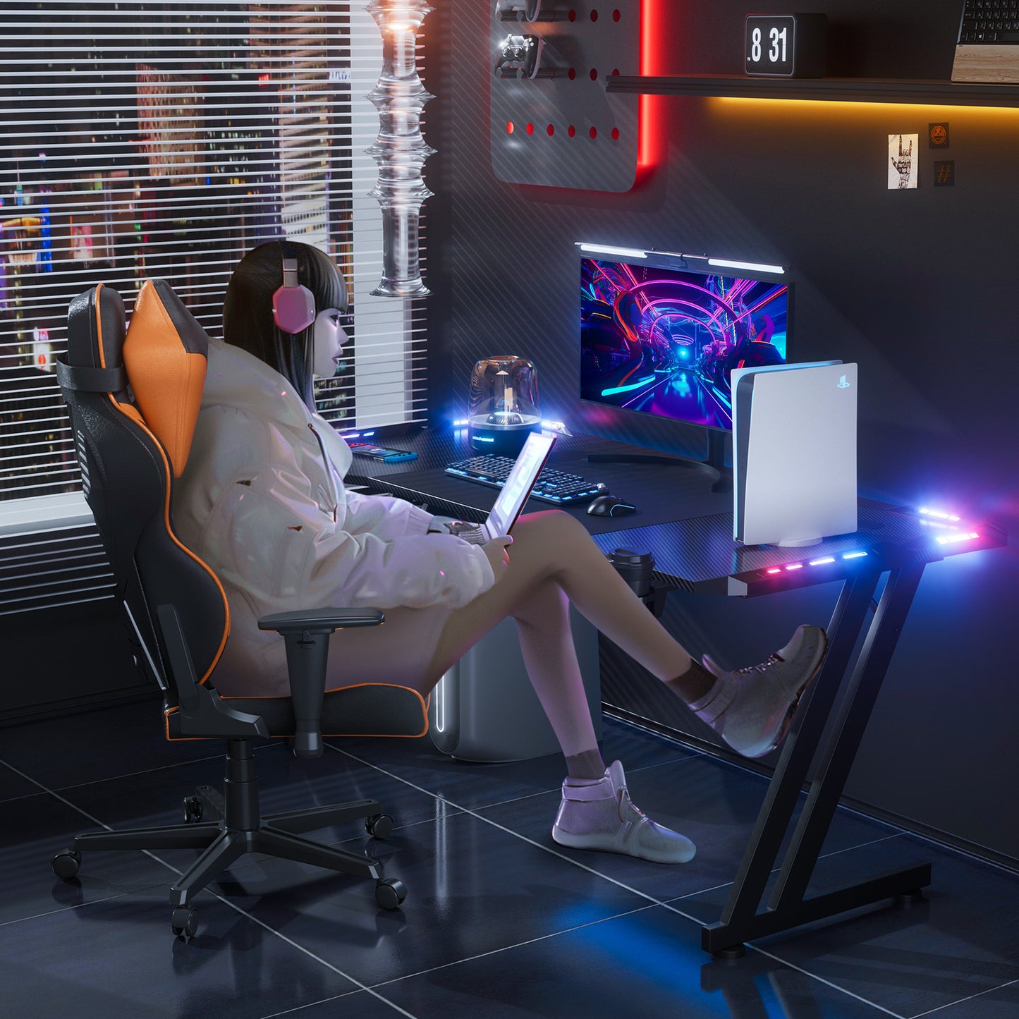 47/55/63 Inch LED Gaming Desk Gaming Table RGB Computer Desk Gamer Workstations