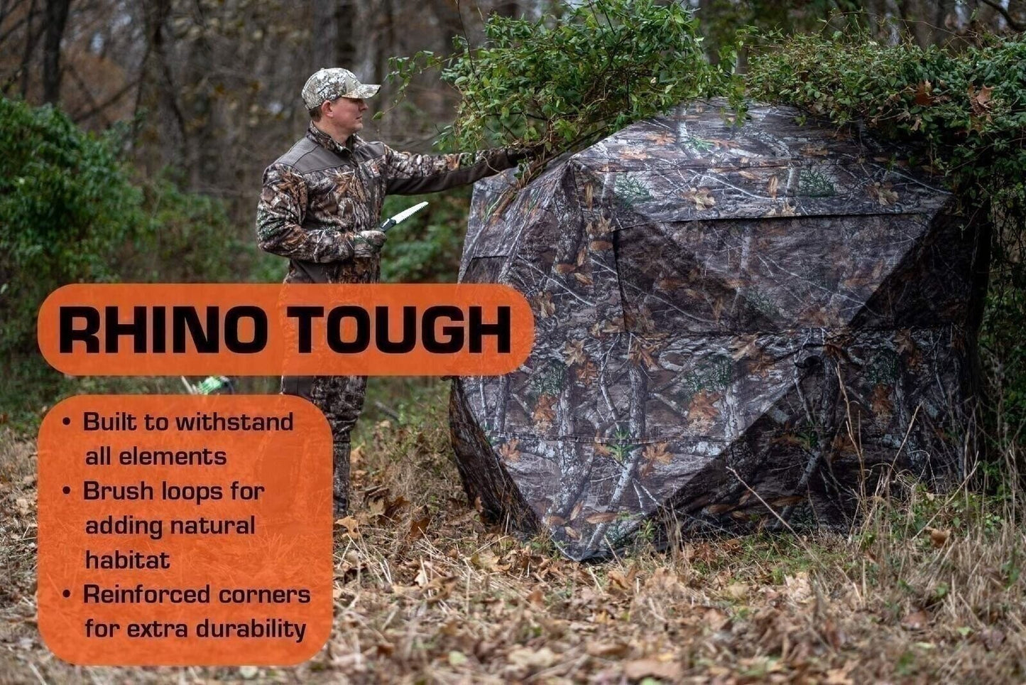 Rhino Blinds R150-MOC Tough 3 Person Outside Game Hunting Ground Blind, Mossy...