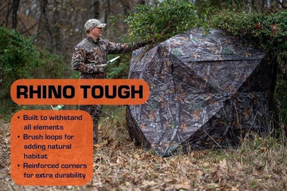 Rhino Blinds R150-MOC Tough 3 Person Outside Game Hunting Ground Blind, Mossy...