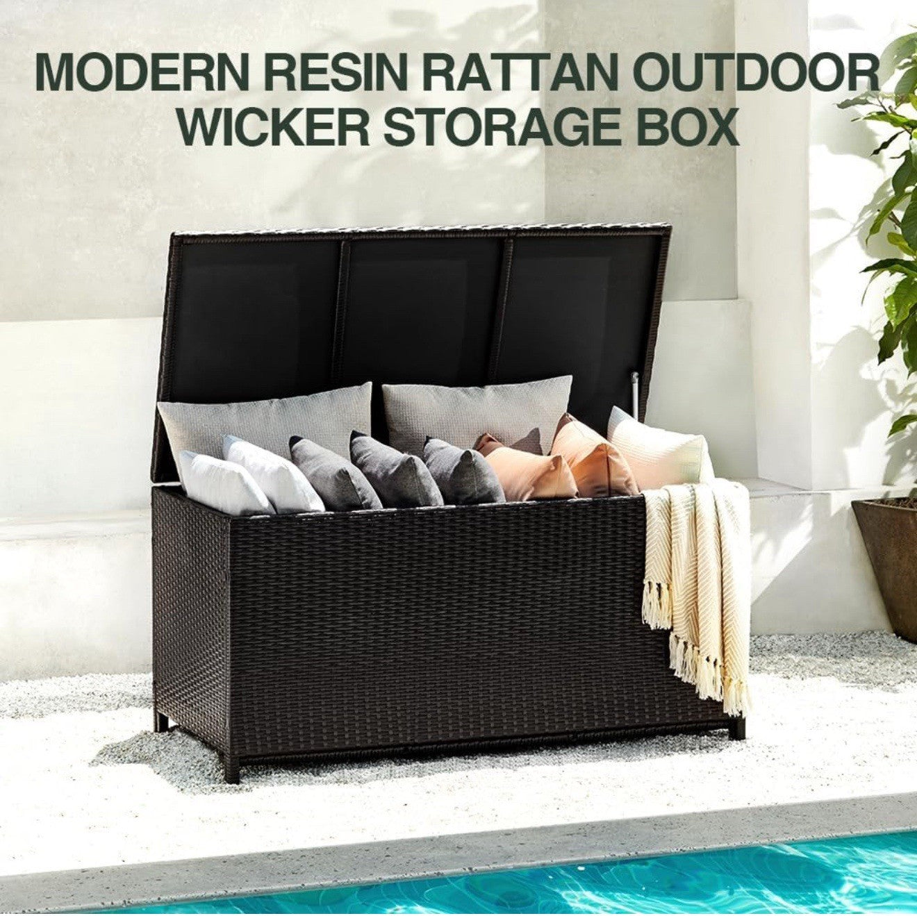 120-Gallon All-Weather Resin Outdoor Storage Deck Box L47.2"xW24.4"xH24 Black