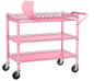 Heavy Duty Utility Cart with Handle 990lbs Capacity Metal 3 Tier Rolling Carts