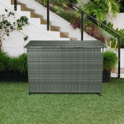 150 Gallon Outdoor Storage Deck Box Waterproof Large Patio Rattan Storage Bin GR