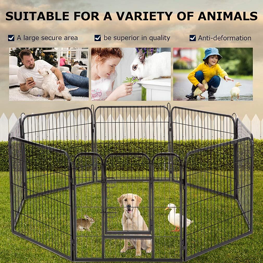 Dog Playpen 40'' 8 Panel Heavy Duty Pet Playpen Dog Exercise Pen Cat Fence