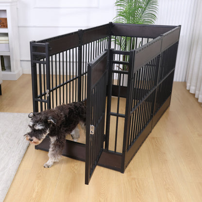 Wooden Adjustable Dog Playpen Pet Fence Heavy Duty Exercise Pen Furniture Style