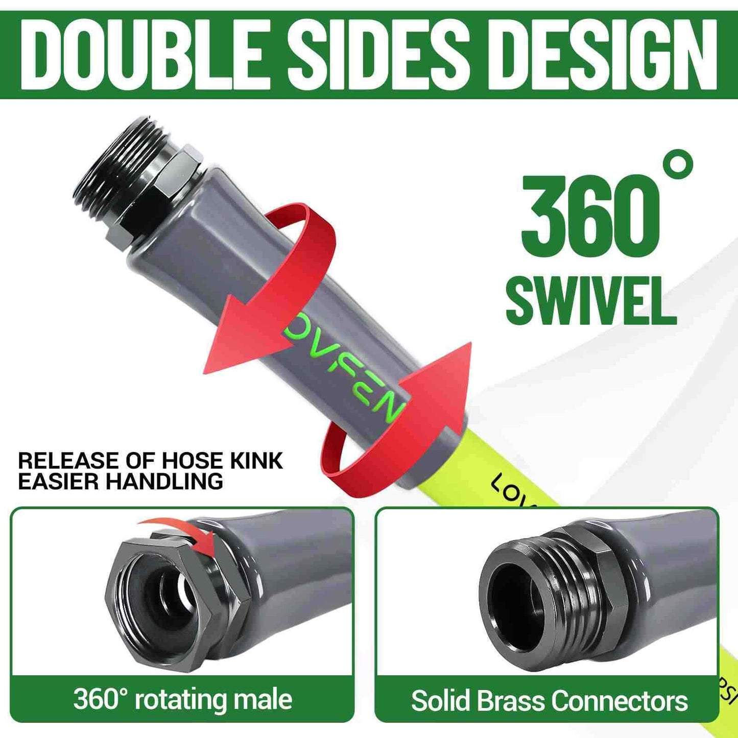 25/50/75/100/150FT Premium 5/8' Rubber Garden Hose - Heavy Duty Male to Female