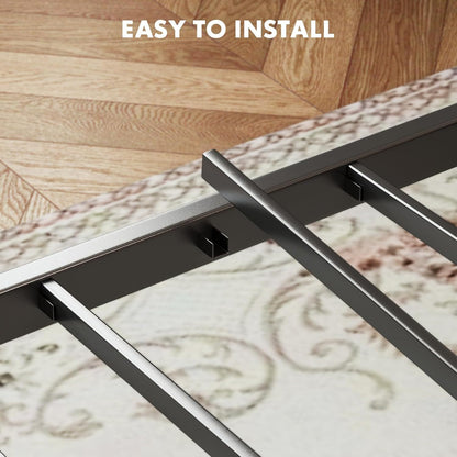 JHK Twin Size Sturdy Metal Platform Bed Frame with Wood Headboard and Footboard