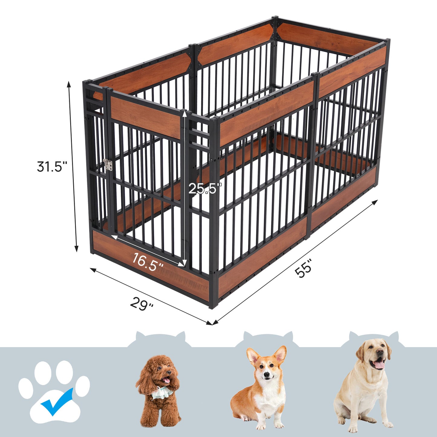 Wooden Adjustable Dog Playpen Pet Fence Heavy Duty Exercise Pen Furniture Style