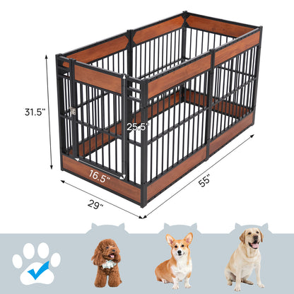 Wooden Adjustable Dog Playpen Pet Fence Heavy Duty Exercise Pen Furniture Style