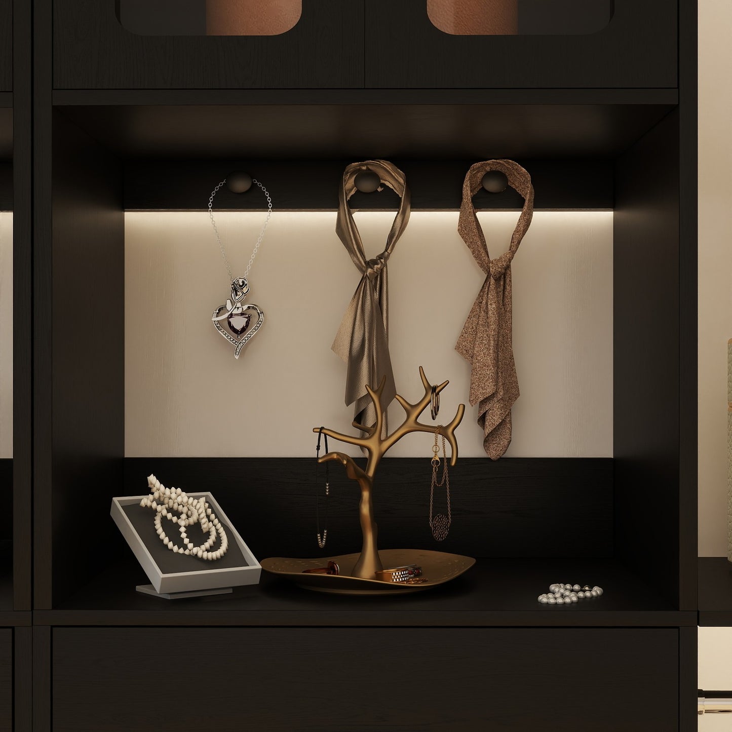 60'' W Walk-in Closet Organizer System with Door Storage Cabinet and Wood Drawer