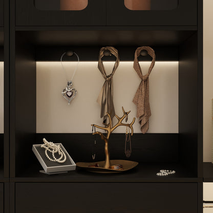 60'' W Walk-in Closet Organizer System with Door Storage Cabinet and Wood Drawer