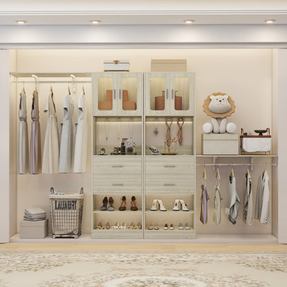 60'' W Walk-in Closet Organizer System with Door Storage Cabinet and Wood Drawer