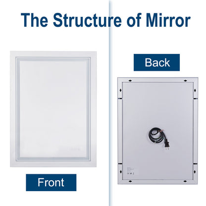 Bathroom Mirror with Front+Backlit Lights Dimmable Wall Vanity Mirrors Anti-Fog