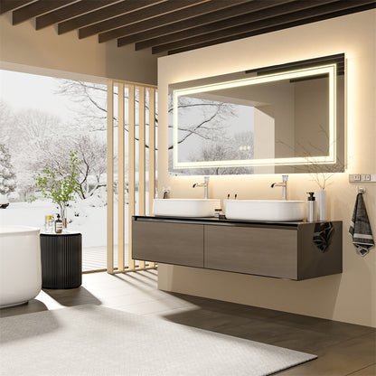 Shatter-Proof LED Bathroom Mirror with Lights Anti-Fog Stepless Dimmable Memory