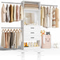 48''-96'' Walk-in Closet Organizer System with Mirror ＆ Drawers ＆ 3 Hanging Rods