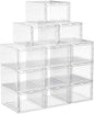 12 Clear Shoe Boxes Magnetic Drop Front Sneaker Rack Storage Organizer Stackable