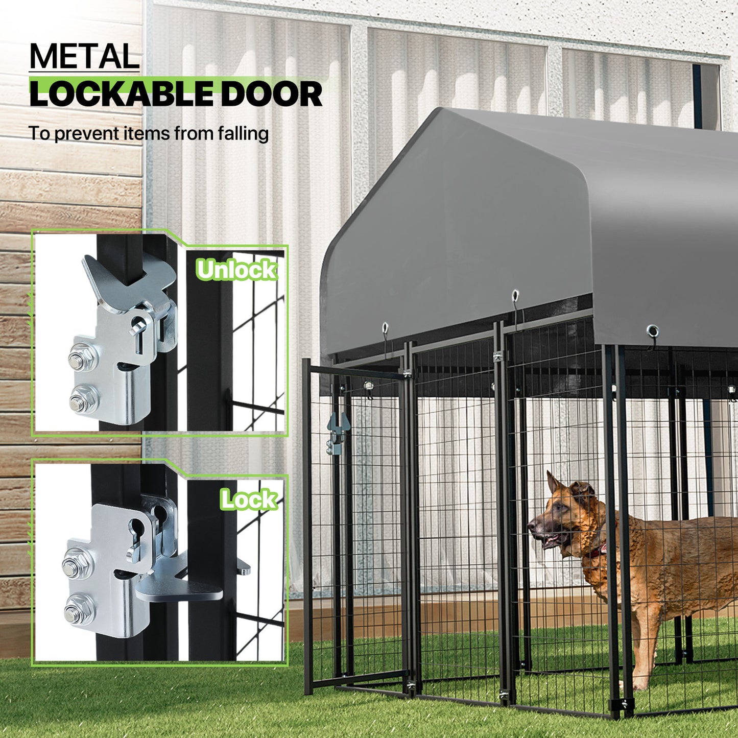 Outdoor Dog Kennel Playpen Animal Run Pet Enclosure Crate Fence w/UV-Proof Roof