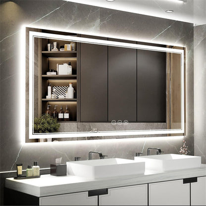 Shatter-Proof LED Bathroom Mirror with Lights Anti-Fog Stepless Dimmable Memory